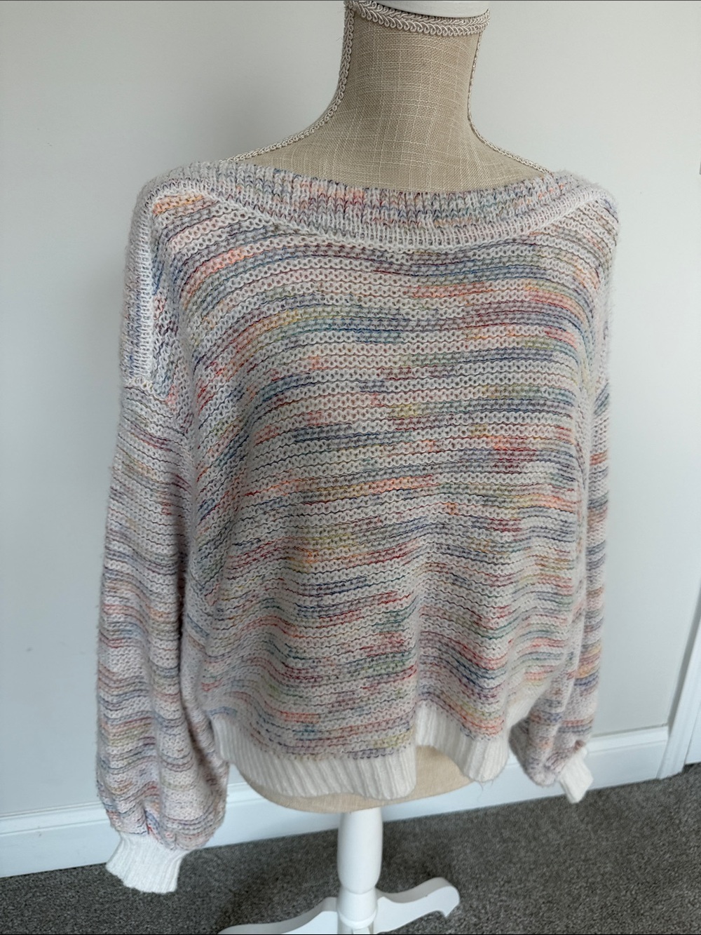 BB Dakota Multicolor Speckled Off-the-Shoulder Sweater - White Base